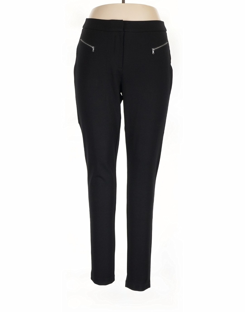 Ashley Stewart Black Skinny Zip-Pocket Pants